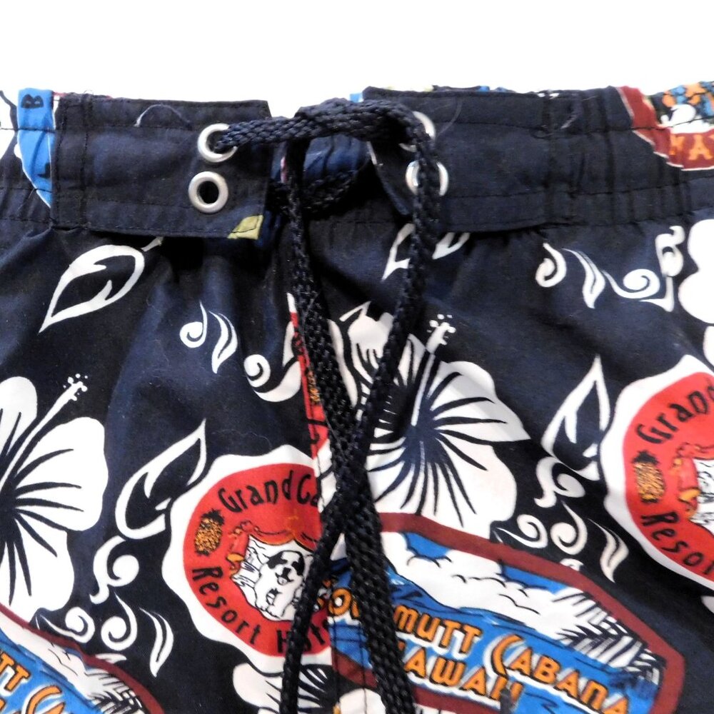 Big Dogs Hawaiian Print Mens Swim Trunks XL Black Multicolor - Picture 3 of 9